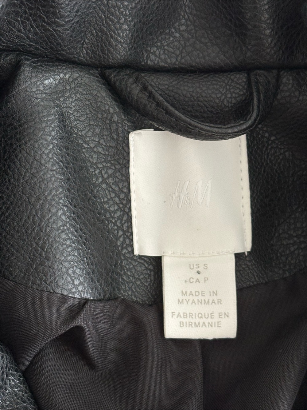H&M Women’s Faux Leather Moto Jacket Black Size S Biker Style Zip Up - Picture 4 of 15